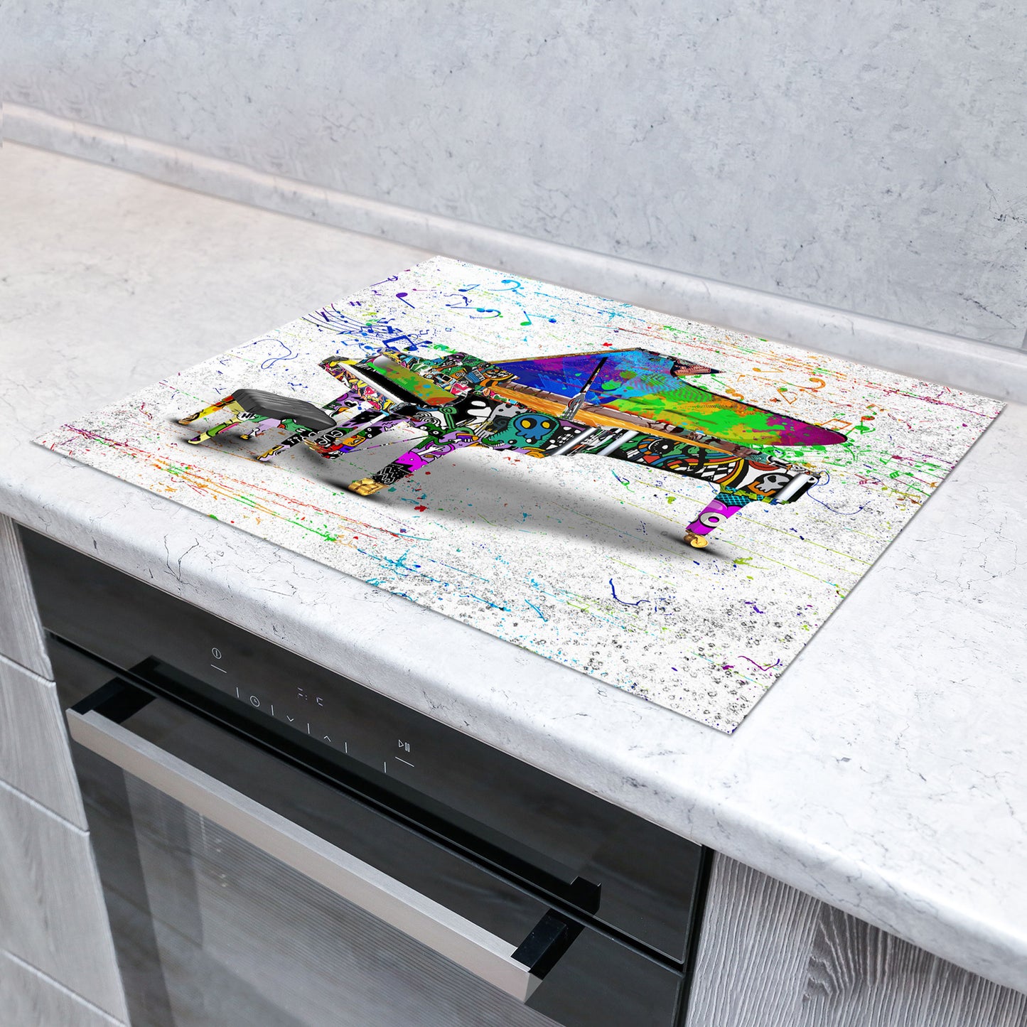 Klavier Street Art Herdabdeckplatte Vinyl Induktionsschutz Ceranfeld Kochfeld