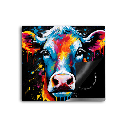 Kuh Pop Art Herdabdeckplatte Vinyl Induktionsschutz Ceranfeld Kochfeld