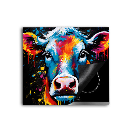 Kuh Pop Art Herdabdeckplatte Vinyl Induktionsschutz Ceranfeld Kochfeld