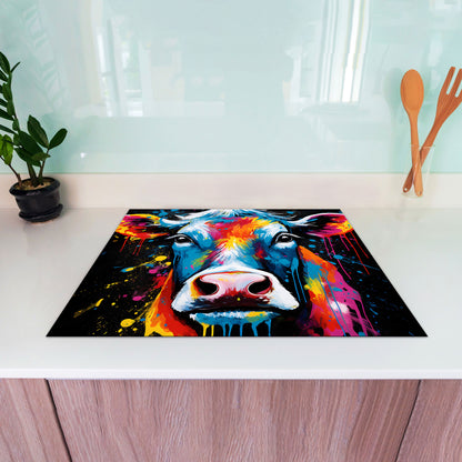 Kuh Pop Art Herdabdeckplatte Vinyl Induktionsschutz Ceranfeld Kochfeld