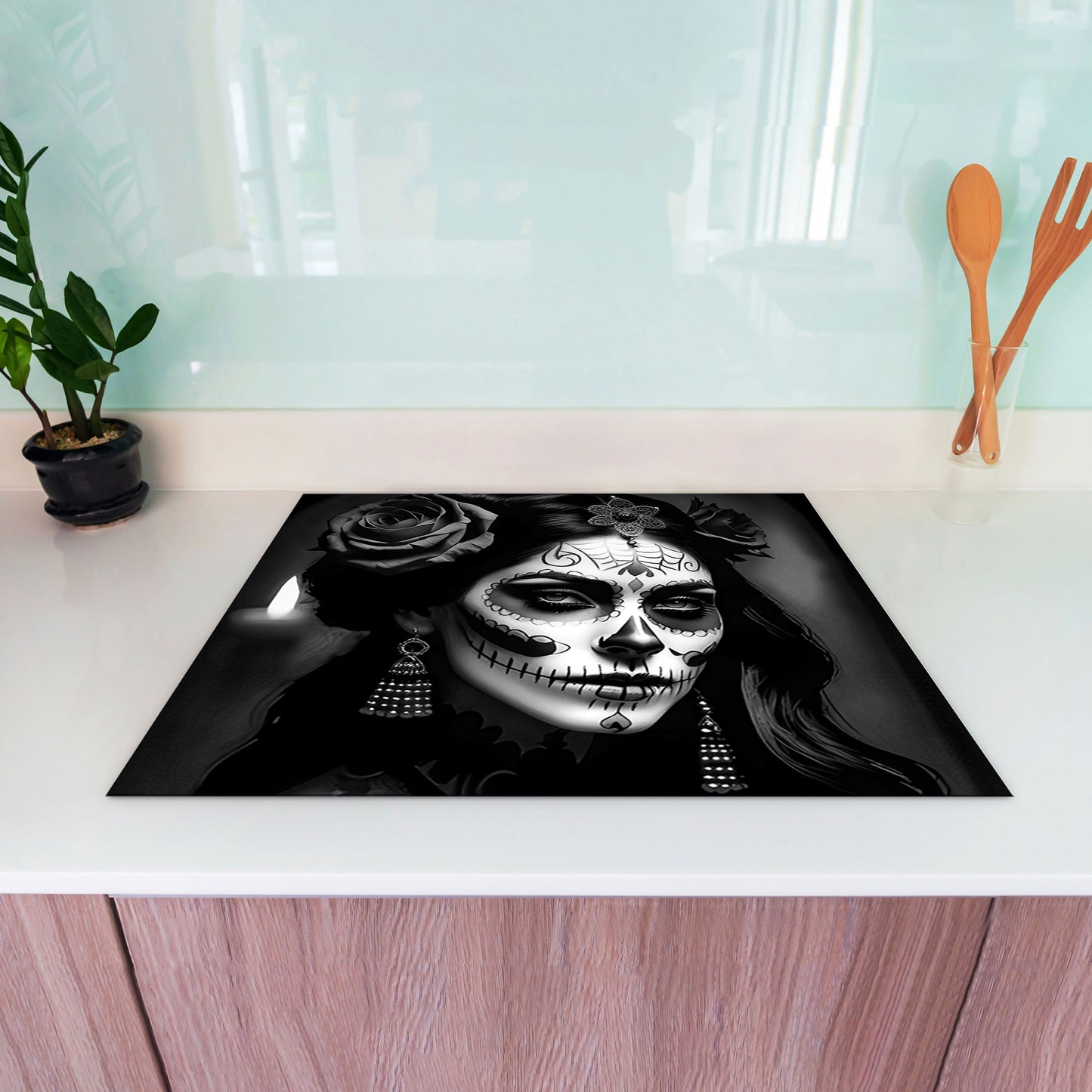 La Calavera Catrina Herdabdeckplatte Vinyl Induktionsschutz Ceranfeld Kochfeld