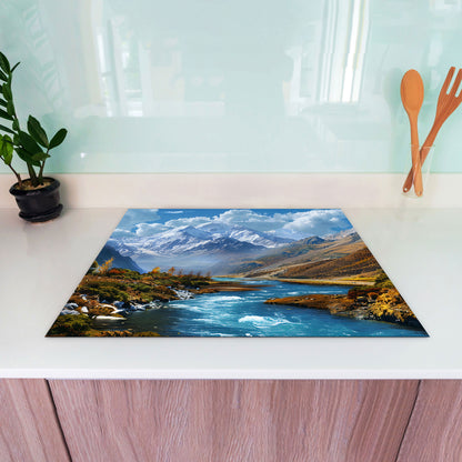 Landschaft mit Fluss Herdabdeckplatte Vinyl Induktionsschutz Ceranfeld Kochfeld