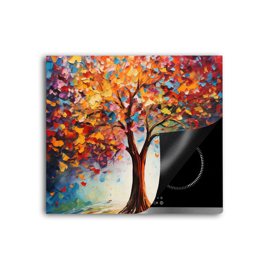 Abstrakt Lebensbaum Herdabdeckplatte Vinyl Induktionsschutz Ceranfeld Kochfeld