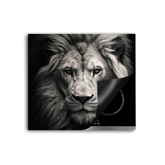 Löwe frontal Herdabdeckplatte Vinyl Induktionsschutz Ceranfeld Kochfeld