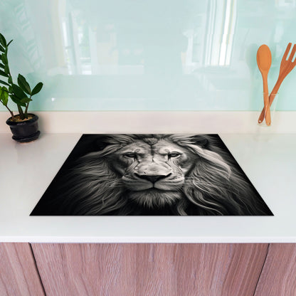 Löwe frontal Herdabdeckplatte Vinyl Induktionsschutz Ceranfeld Kochfeld