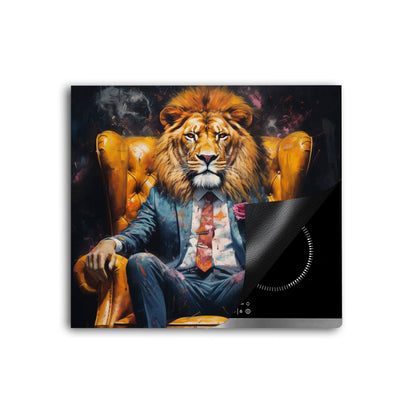 Löwe im Anzug Herdabdeckplatte Vinyl Induktionsschutz Ceranfeld Kochfeld