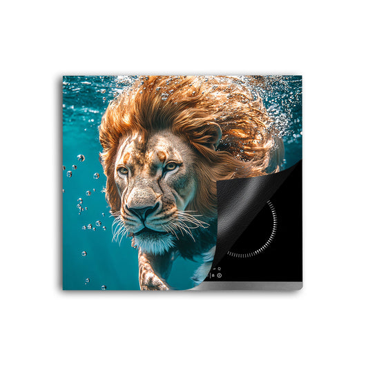 Löwe im Wasser Herdabdeckplatte Vinyl Induktionsschutz Ceranfeld Kochfeld