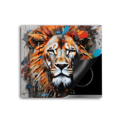 Löwe Kopf Pop Art Herdabdeckplatte Vinyl Induktionsschutz Ceranfeld Kochfeld