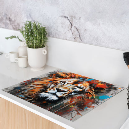 Löwe Kopf Pop Art Herdabdeckplatte Vinyl Induktionsschutz Ceranfeld Kochfeld