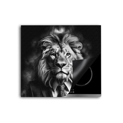 Löwe mit Anzug Herdabdeckplatte Vinyl Induktionsschutz Ceranfeld Kochfeld