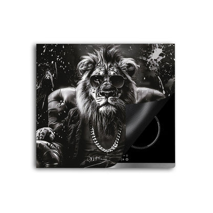 Löwe mit Sonnenbrille Herdabdeckplatte Vinyl Induktionsschutz Ceranfeld Kochfeld