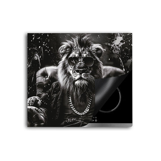 Löwe mit Sonnenbrille Herdabdeckplatte Vinyl Induktionsschutz Ceranfeld Kochfeld