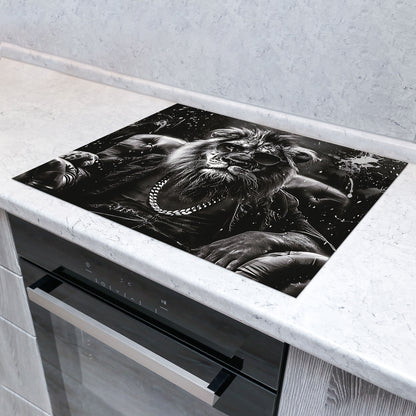 Löwe mit Sonnenbrille Herdabdeckplatte Vinyl Induktionsschutz Ceranfeld Kochfeld