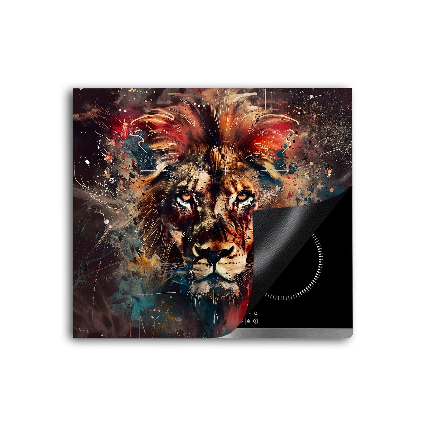 Löwe Pop Art Herdabdeckplatte Vinyl Induktionsschutz Ceranfeld Kochfeld