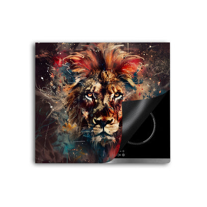 Löwe Pop Art Herdabdeckplatte Vinyl Induktionsschutz Ceranfeld Kochfeld