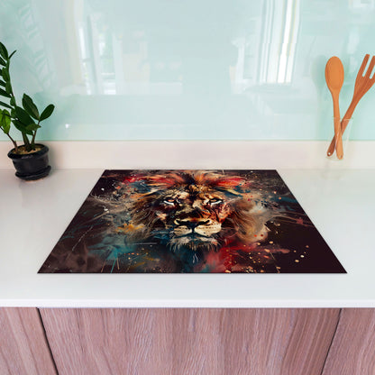 Löwe Pop Art Herdabdeckplatte Vinyl Induktionsschutz Ceranfeld Kochfeld