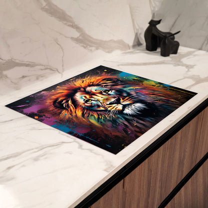 Löwe wunderschön Herdabdeckplatte Vinyl Induktionsschutz Ceranfeld Kochfeld