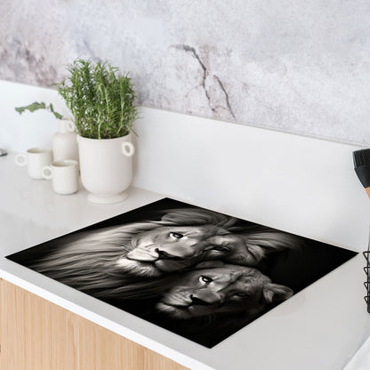 Löwenpaar Herdabdeckplatte Vinyl Induktionsschutz Ceranfeld Kochfeld