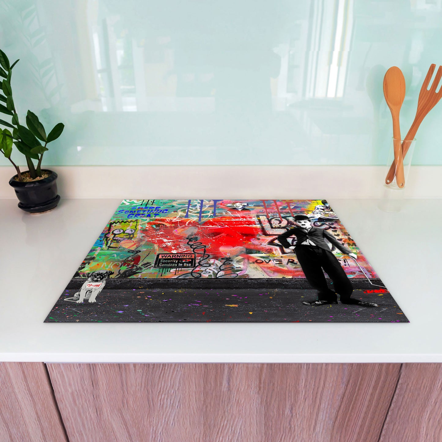 Love Is Pop Art Herdabdeckplatte Vinyl Induktionsschutz Ceranfeld Kochfeld