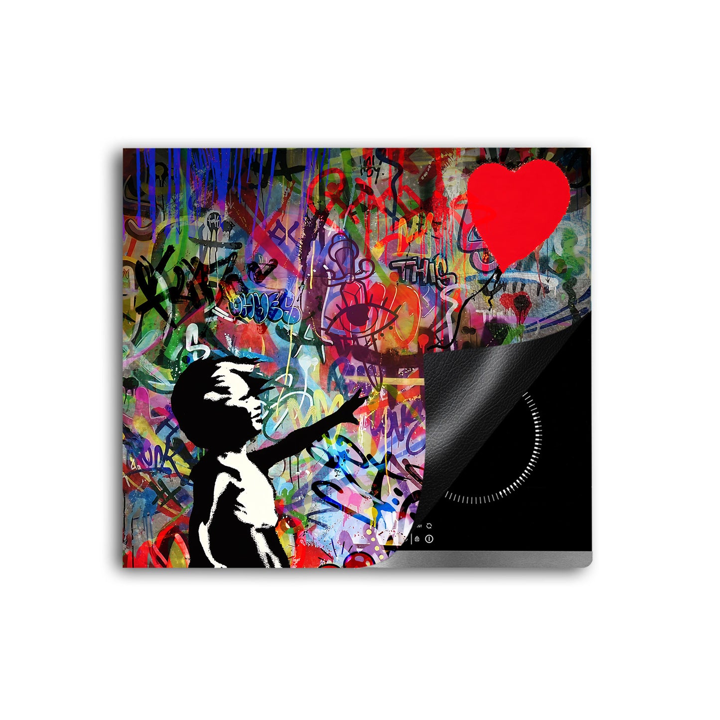 Mädchen Graffiti Herdabdeckplatte Vinyl Induktionsschutz Ceranfeld Kochfeld