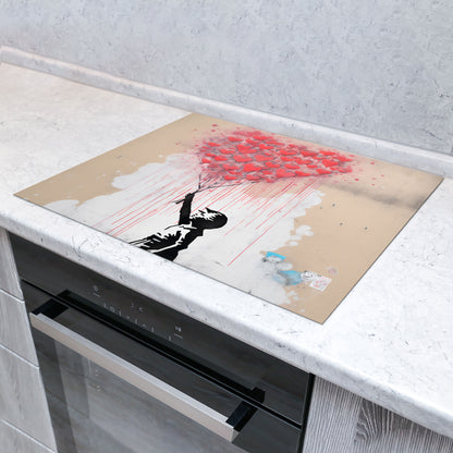 Mädchen mit Ballon Herdabdeckplatte Vinyl Induktionsschutz Ceranfeld Kochfeld