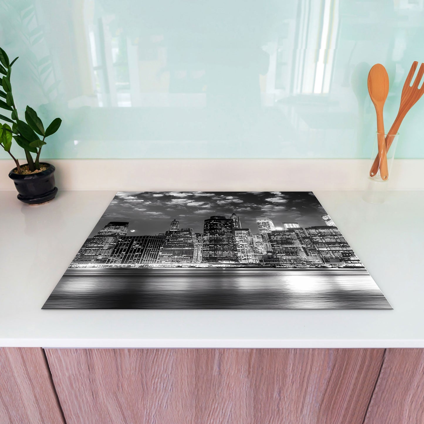 Manhattan Skyline Herdabdeckplatte Vinyl Induktionsschutz Ceranfeld Kochfeld