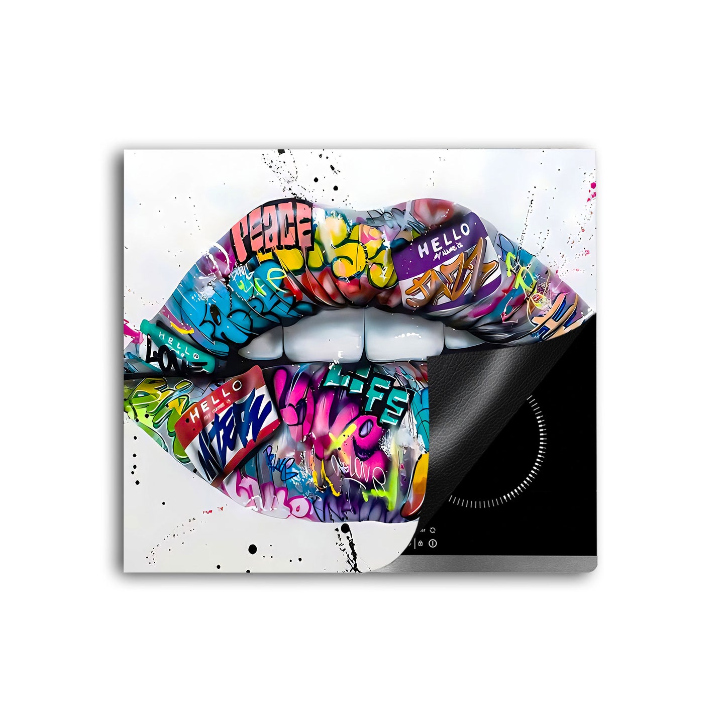 Lippen Street Art Herdabdeckplatte Vinyl Induktionsschutz Ceranfeld Kochfeld