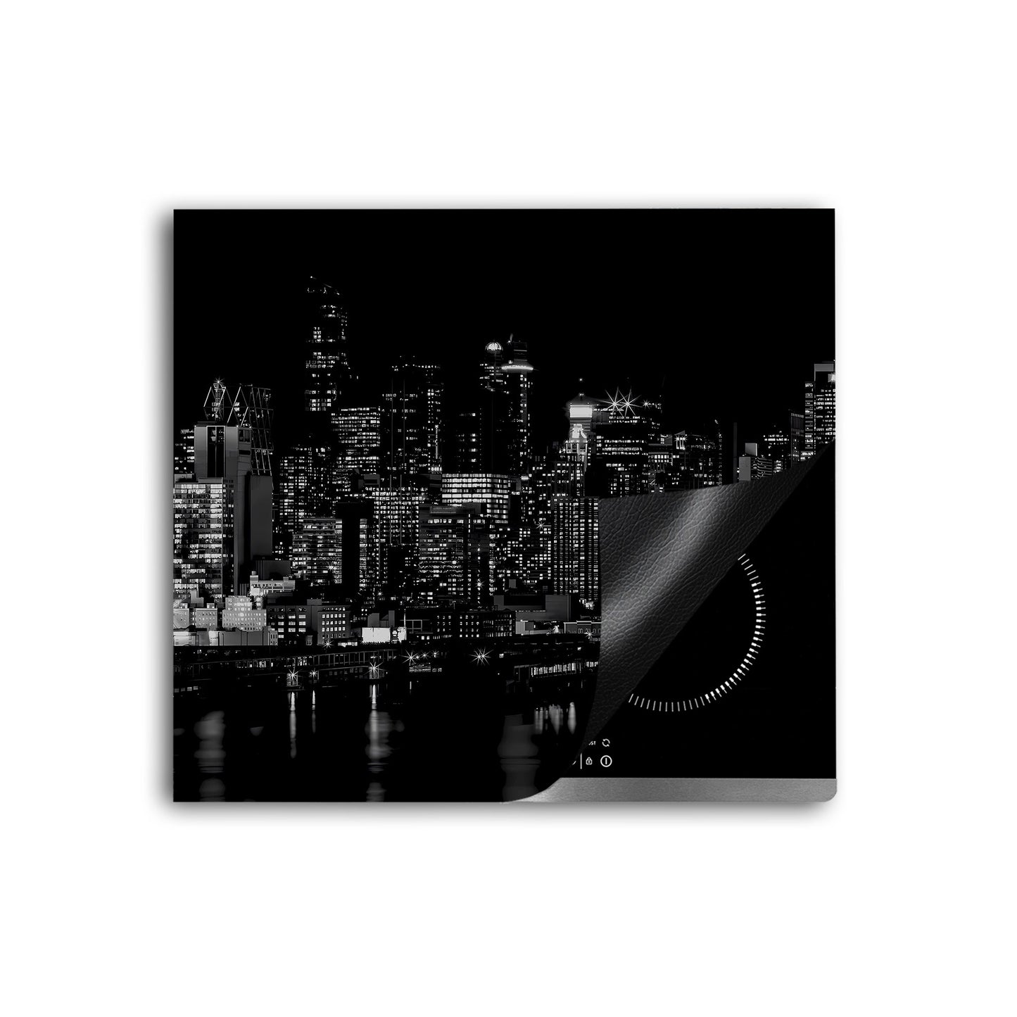 New York schwarz weiß Herdabdeckplatte Vinyl Induktionsschutz Ceranfeld Kochfeld