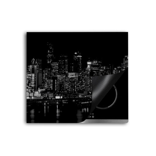 New York schwarz weiß Herdabdeckplatte Vinyl Induktionsschutz Ceranfeld Kochfeld