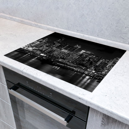New York schwarz weiß Herdabdeckplatte Vinyl Induktionsschutz Ceranfeld Kochfeld