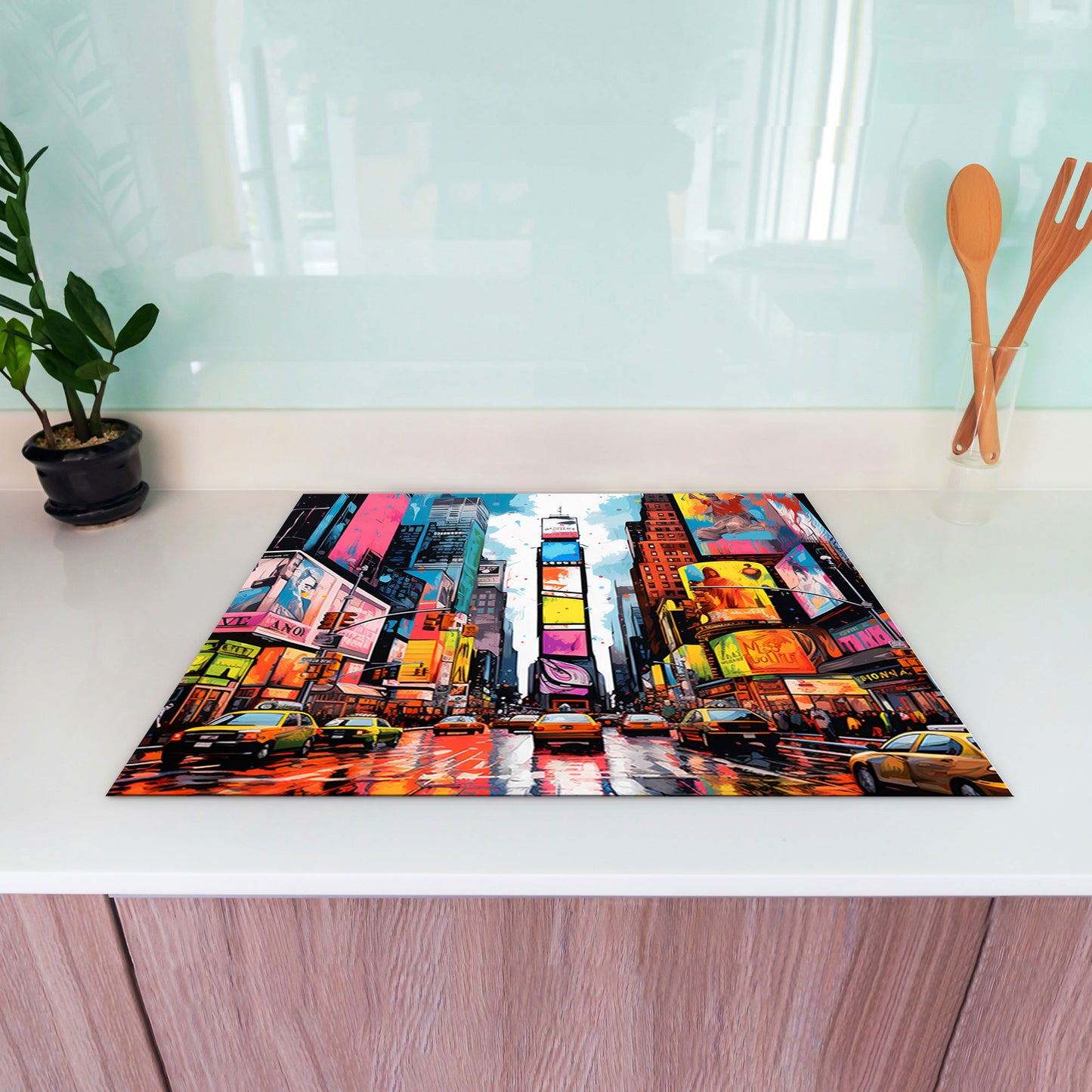 New York Blue Sky Herdabdeckplatte Vinyl Induktionsschutz Ceranfeld Kochfeld