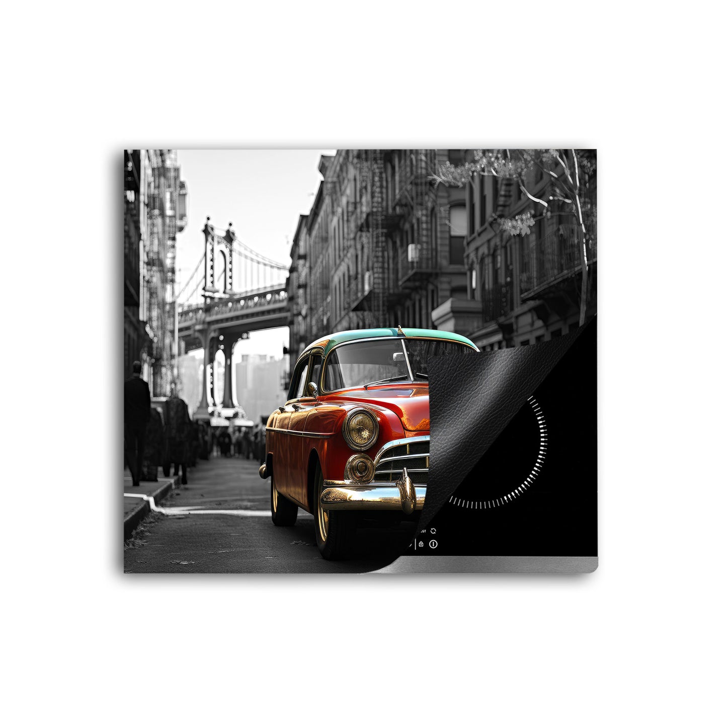 Oldtimer in Rot Herdabdeckplatte Vinyl Induktionsschutz Ceranfeld Kochfeld