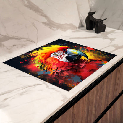 Papagei Pop Art Herdabdeckplatte Vinyl Induktionsschutz Ceranfeld Kochfeld