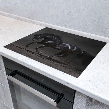 Pferd schwarz Herdabdeckplatte Vinyl Induktionsschutz Ceranfeld Kochfeld