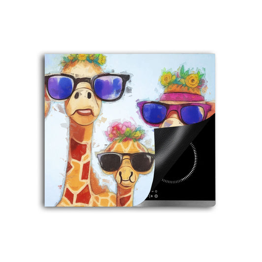 Pop Art 4 Giraffen Herdabdeckplatte Vinyl Induktionsschutz Ceranfeld Kochfeld