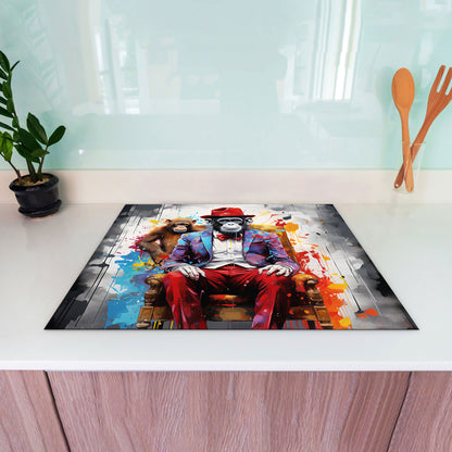 Pop Art Affe Herdabdeckplatte Vinyl Induktionsschutz Ceranfeld Kochfeld