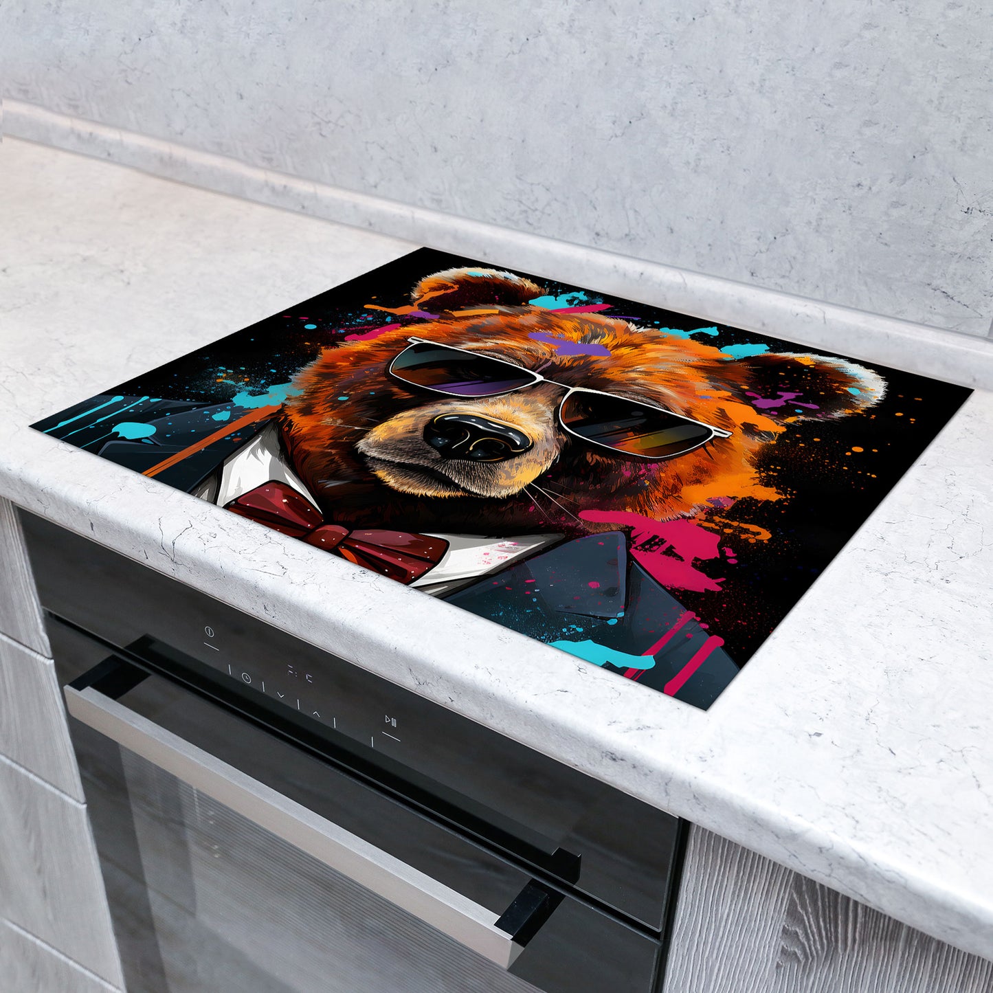 Pop Art Bär Herdabdeckplatte Vinyl Induktionsschutz Ceranfeld Kochfeld Küche