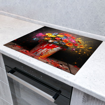 Pop Art Blumen Herdabdeckplatte Vinyl Induktionsschutz Ceranfeld Kochfeld