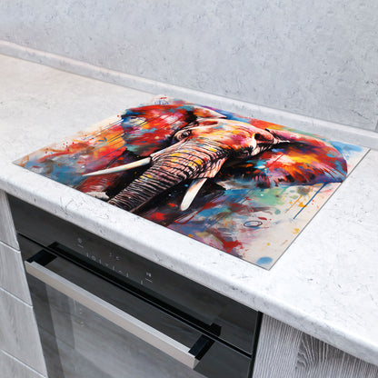 Pop Art Elefant Herdabdeckplatte Vinyl Induktionsschutz Ceranfeld Kochfeld