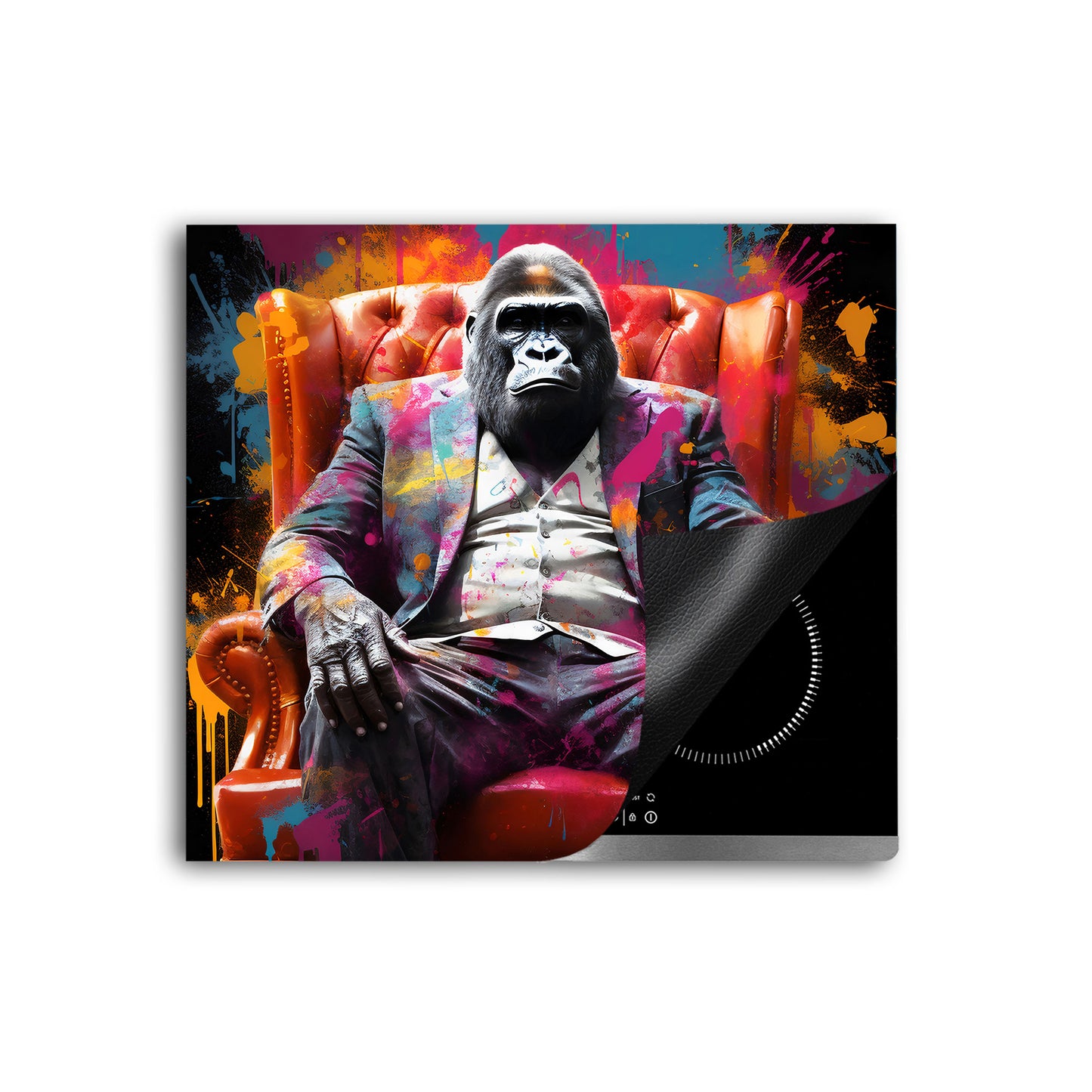 Pop Art Gorilla Herdabdeckplatte Vinyl Induktionsschutz Ceranfeld Kochfeld