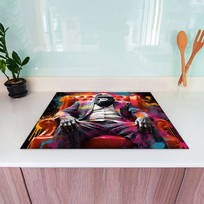 Pop Art Gorilla Herdabdeckplatte Vinyl Induktionsschutz Ceranfeld Kochfeld