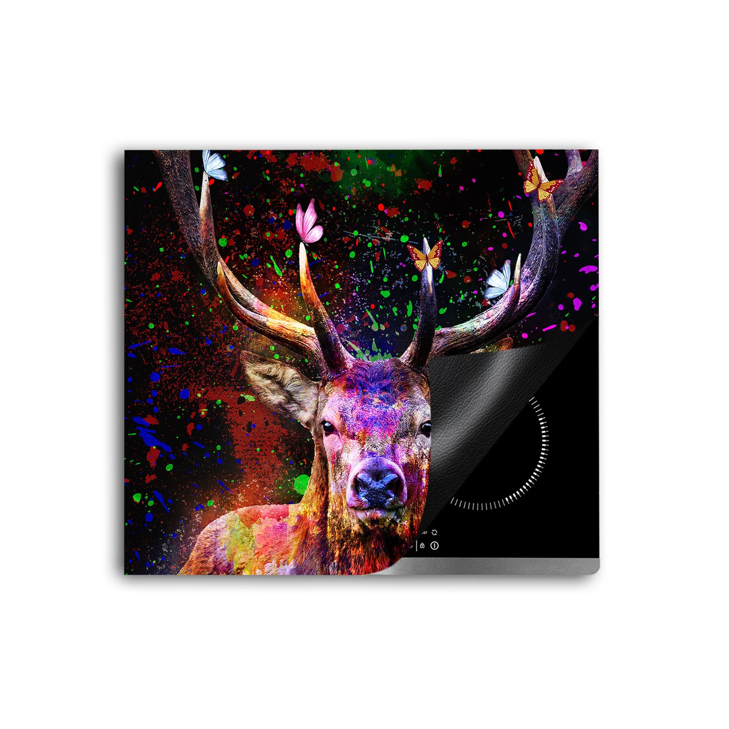 Pop Art Hirsch Herdabdeckplatte Vinyl Induktionsschutz Ceranfeld Kochfeld
