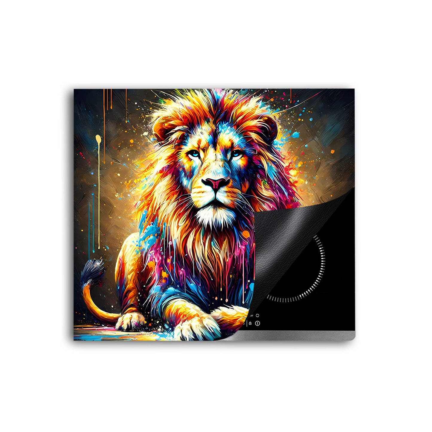 Pop Art Löwe Herdabdeckplatte Vinyl Induktionsschutz Ceranfeld Kochfeld