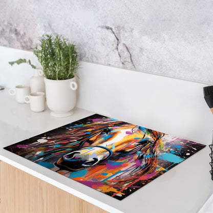 Pop Art Pferd Herdabdeckplatte Vinyl Induktionsschutz Ceranfeld Kochfeld