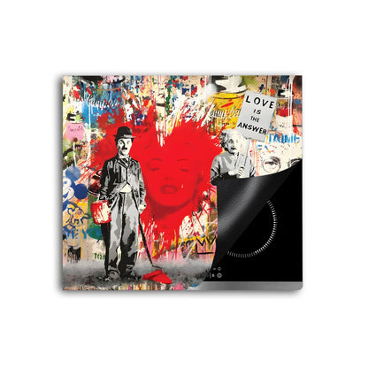 Pop Street Art Love Herdabdeckplatte Vinyl Induktionsschutz Ceranfeld Kochfeld