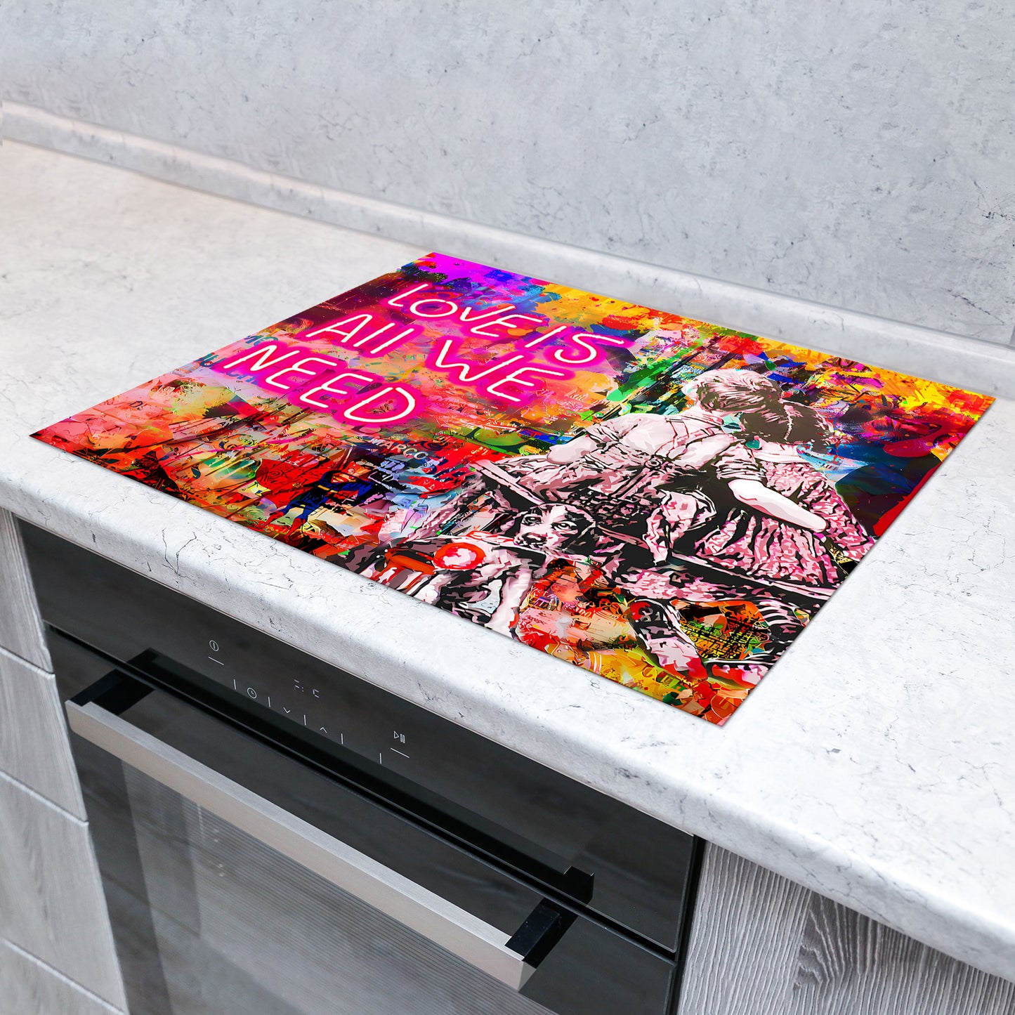 Pop Street Art Herdabdeckplatte Vinyl Induktionsschutz Ceranfeld Kochfeld