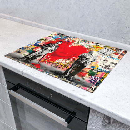 Pop Street Art Love Herdabdeckplatte Vinyl Induktionsschutz Ceranfeld Kochfeld