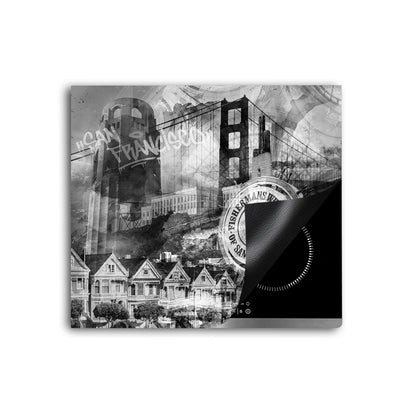 San Francisco Skyline Herdabdeckplatte Vinyl Induktionsschutz Ceranfeld Kochfeld
