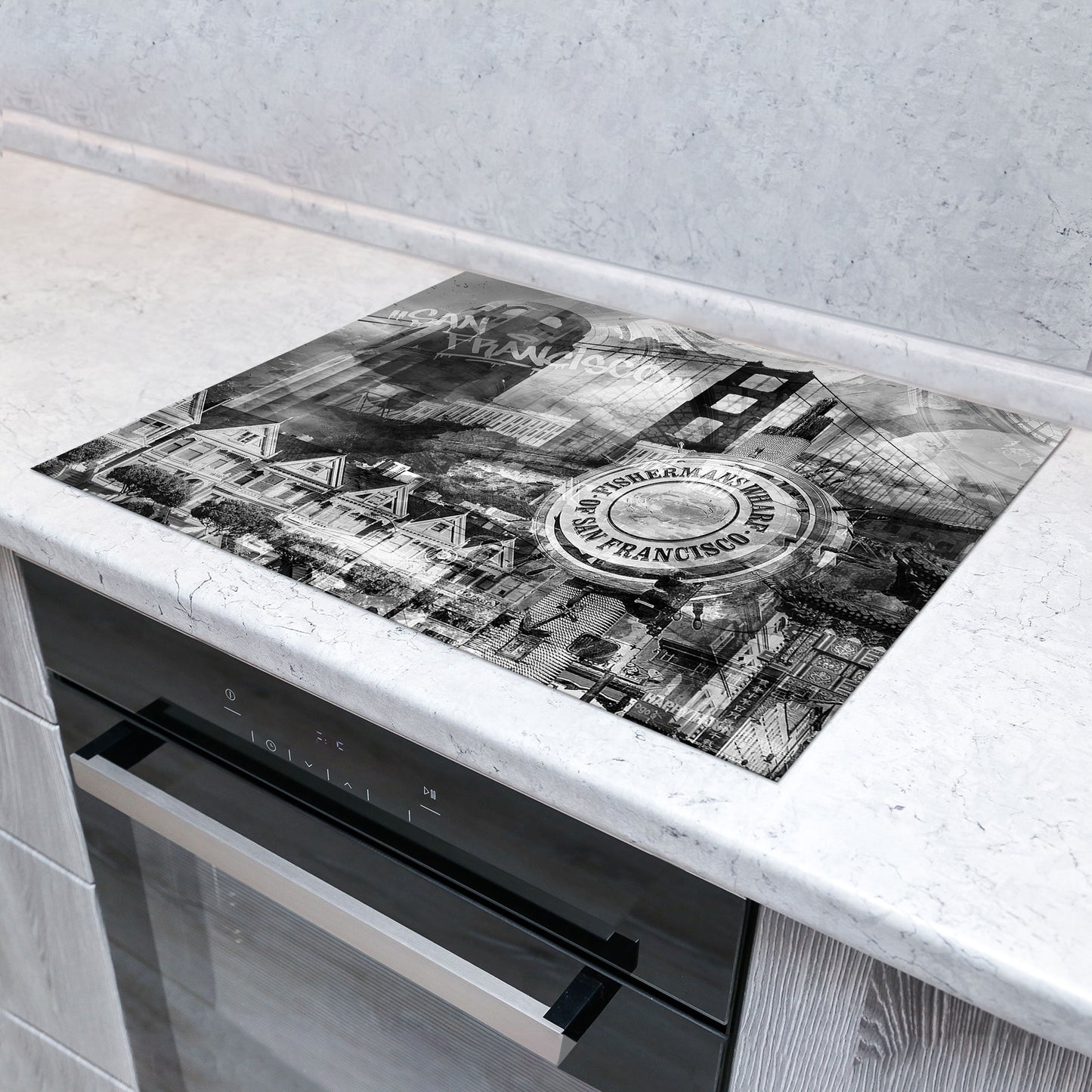 San Francisco Skyline Herdabdeckplatte Vinyl Induktionsschutz Ceranfeld Kochfeld