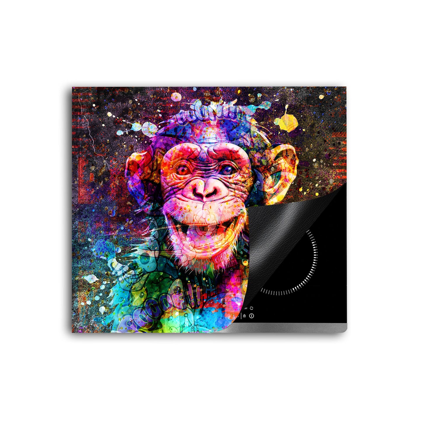 Schimpanse Street Art Herdabdeckplatte Vinyl Induktionsschutz Ceranfeld Kochfeld